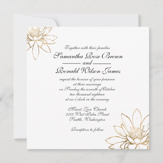 Elegante Einladung zur Hochzeit in Weiß, Schwarz u (Vorderseite)