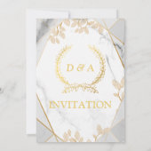 Elegante Einladung zur Hochzeit, Marmor, Gold (Rückseite)