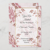 Elegante Einladung zur Hochzeit, marmorfarben, ros (Vorne/Hinten)