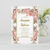 Elegante Einladung zur Hochzeit mit botanischem Fl (Stehend Vorderseite)