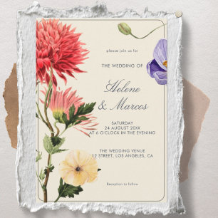 Elegante Einladung zur Hochzeit mit botanischem Fl