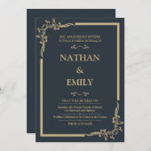 Elegante Einladung zur Hochzeit mit Holzkohle und (Vorne/Hinten)