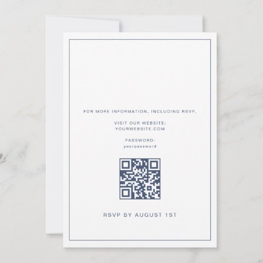 Elegante Einladung zur Hochzeit mit QR-Code (Rückseite)