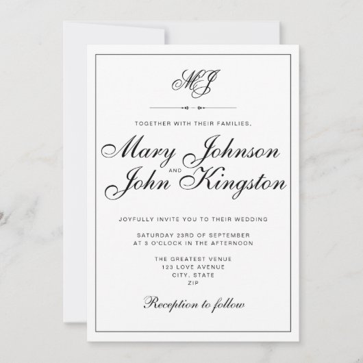 Elegante Einladung zur Hochzeit mit QR-Code (Vorderseite)