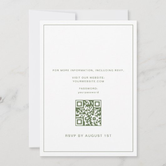 Elegante Einladung zur Hochzeit mit QR-Code (Rückseite)