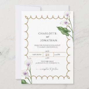 Elegante Einladung zur Hochzeit mit Zantedeschie