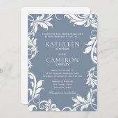 Elegante Einladung zur Hochzeit | Reben (Dusty Blu (Vorne/Hinten)