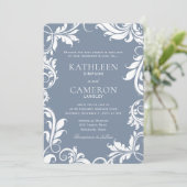 Elegante Einladung zur Hochzeit | Reben (Dusty Blu (Stehend Vorderseite)