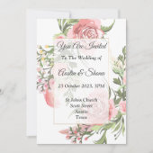 Elegante Einladung zur Hochzeit, rosa, blumenreich (Vorderseite)