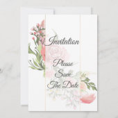 Elegante Einladung zur Hochzeit, rosa, blumenreich (Rückseite)