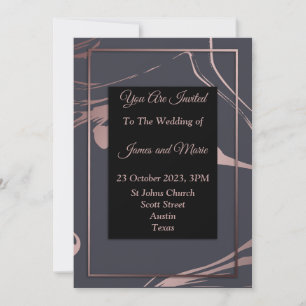 Elegante Einladung zur Hochzeit, rosa, grau, Marmo