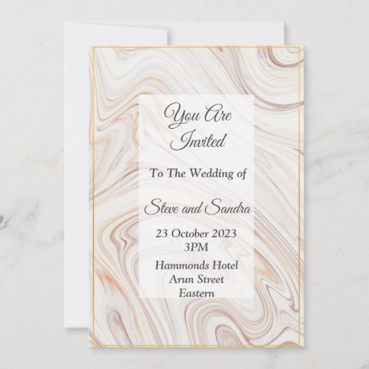 Elegante Einladung zur Hochzeit, rosa marmoriert (Vorderseite)