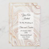 Elegante Einladung zur Hochzeit, rosa marmoriert (Vorne/Hinten)
