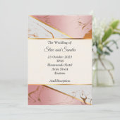 Elegante Einladung zur Hochzeit, rosa marmoriert (Stehend Vorderseite)