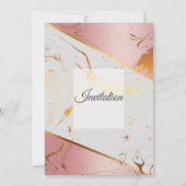 Elegante Einladung zur Hochzeit, rosa marmoriert (Rückseite)