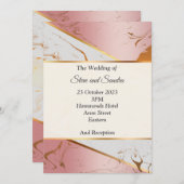 Elegante Einladung zur Hochzeit, rosa marmoriert (Vorne/Hinten)