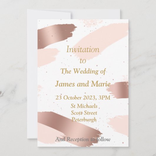 Elegante Einladung zur Hochzeit, rosa Splash (Vorderseite)