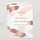 Elegante Einladung zur Hochzeit, rosa Splash (Vorne/Hinten)