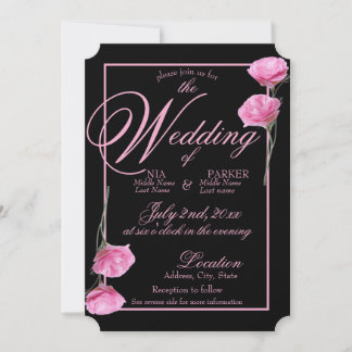 Elegante Einladung zur Hochzeit - Rosa und Schwarz