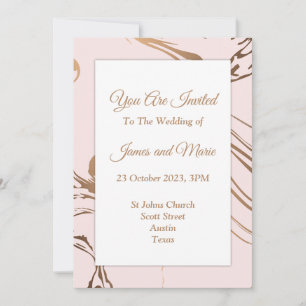 Elegante Einladung zur Hochzeit, rosa, weiß, Marmo