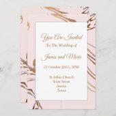 Elegante Einladung zur Hochzeit, rosa, weiß, Marmo (Vorne/Hinten)