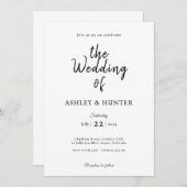 Elegante Einladung zur Hochzeit Schwarz-Weiß (Vorne/Hinten)