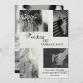 Elegante Einladung zur Hochzeit - Schwarz & Weiß (Vorne/Hinten)