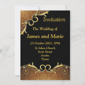 Elegante Einladung zur Hochzeit, schwarze und gold (Vorderseite)