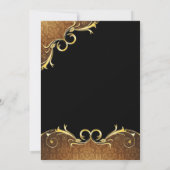 Elegante Einladung zur Hochzeit, schwarze und gold (Rückseite)