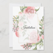 Elegante Einladung zur Hochzeit, Vintag rosa Blüte (Rückseite)