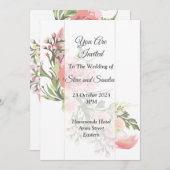 Elegante Einladung zur Hochzeit, Vintag rosa Blüte (Vorne/Hinten)