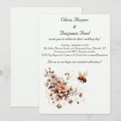 Elegante Einladung zur Hochzeit von Bienen und Blu (Vorne/Hinten)