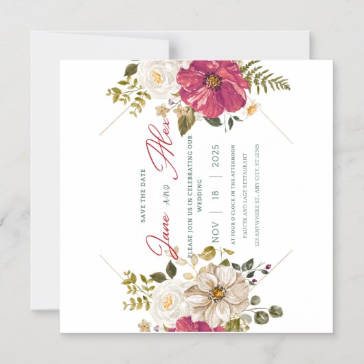 🌸 elegante Einladung zur Hochzeit von Flora 🌸 (Vorderseite)