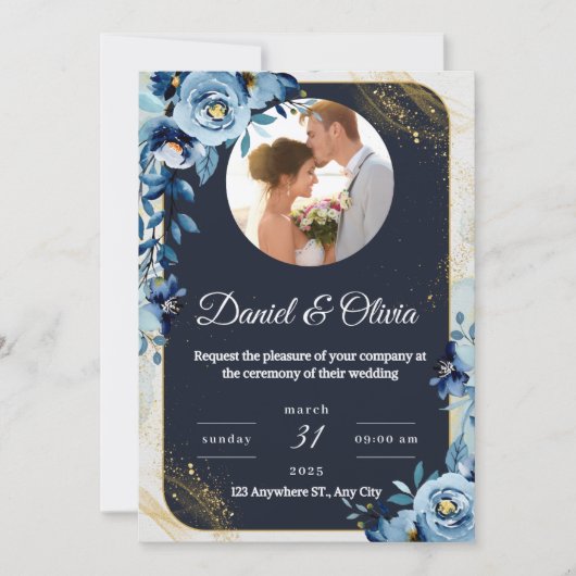 🌸 elegante Einladung zur Hochzeit von Flora 🌸 (Vorderseite)