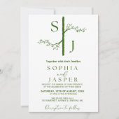 Elegante Einladung zur Hochzeit von Grün und Weiß (Vorderseite)