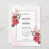 Elegante Einladung zur Hochzeit von Roter Flora (Vorderseite)