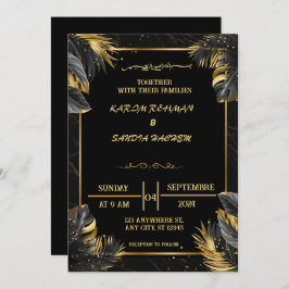 Elegante Einladung zur Hochzeit von Schwarz-Weiß-M