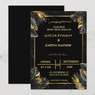 Elegante Einladung zur Hochzeit von Schwarz-Weiß-M