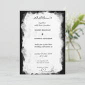 Elegante Einladung zur Hochzeit von Schwarz-Weiß-M (Stehend Vorderseite)