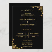 Elegante Einladung zur Hochzeit von Schwarz-Weiß-M (Vorne/Hinten)