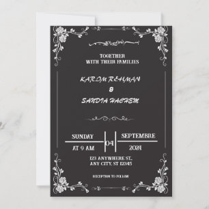 Elegante Einladung zur Hochzeit von Schwarz-Weiß-M