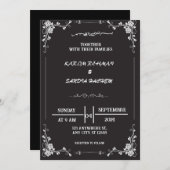 Elegante Einladung zur Hochzeit von Schwarz-Weiß-M (Vorne/Hinten)