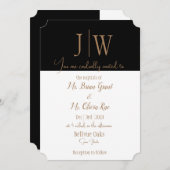 Elegante Einladung zur Schwarzen, Weißen und Gold (Vorne/Hinten)