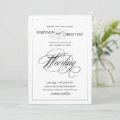 elegante Einladung zur Silberhochzeit in Kalligraf (Stehend Vorderseite)