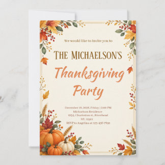 Elegante Einladung zur Thanksgiving-Party