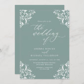 Elegante Einladung zur Vintagen Hochzeit (Vorne/Hinten)