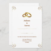 Elegante Einladung zur White Gold Hochzeit (Vorne/Hinten)