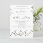 Elegante Einladungen für Hochzeiten Grau florale (Stehend Vorderseite)