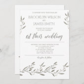 Elegante Einladungen für Hochzeiten Grau florale (Vorne/Hinten)