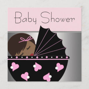 Elegante Einladungen in Rosa und Black Baby Duwer